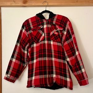 Dickies Plaid Flannel Lined Quilted Jacket Red Black